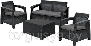 Набор уличной мебели (скамья двухместная,стол-сундук, два кресла) Corfu Box Set, графит