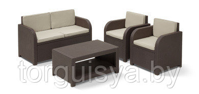 Набор уличной мебели Modena SET (скамья двухместная,2 кресла, стол), коричневый - фото 1 - id-p144994135