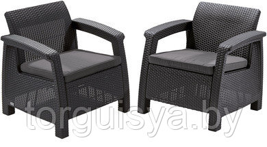 Набор уличной мебели (2 кресла) CORFU II DUO, графит