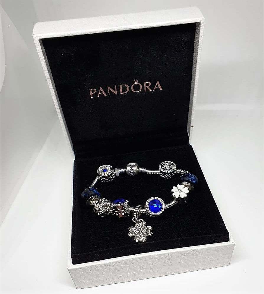 Браслет в стиле Пандора (PANDORA) Суперкачество Синие шармы - фото 2 - id-p144997195