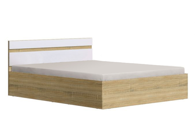 Кровать Ким 1,4 м - Белый глянец / Сонома