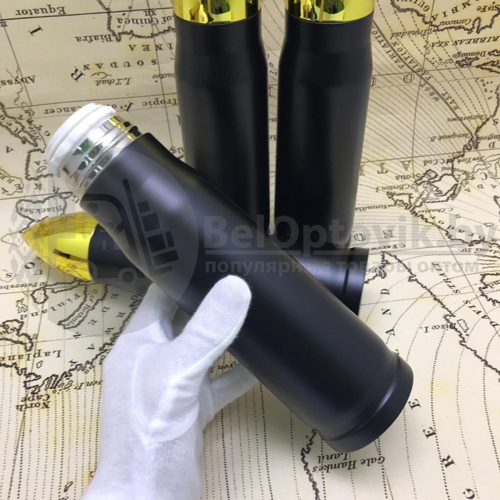 Термос в форме пули No Name Bullet Vacuum Flask, 500 мл Золотой корпус - фото 3 - id-p114972132