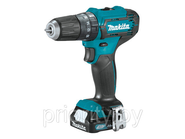 Аккум. ударная дрель-шуруповерт MAKITA HP 333 DWAE в чем. (12.0 В, 2 акк., 2.0 А/ч Li-Ion, 2 скор., 30 Нм,