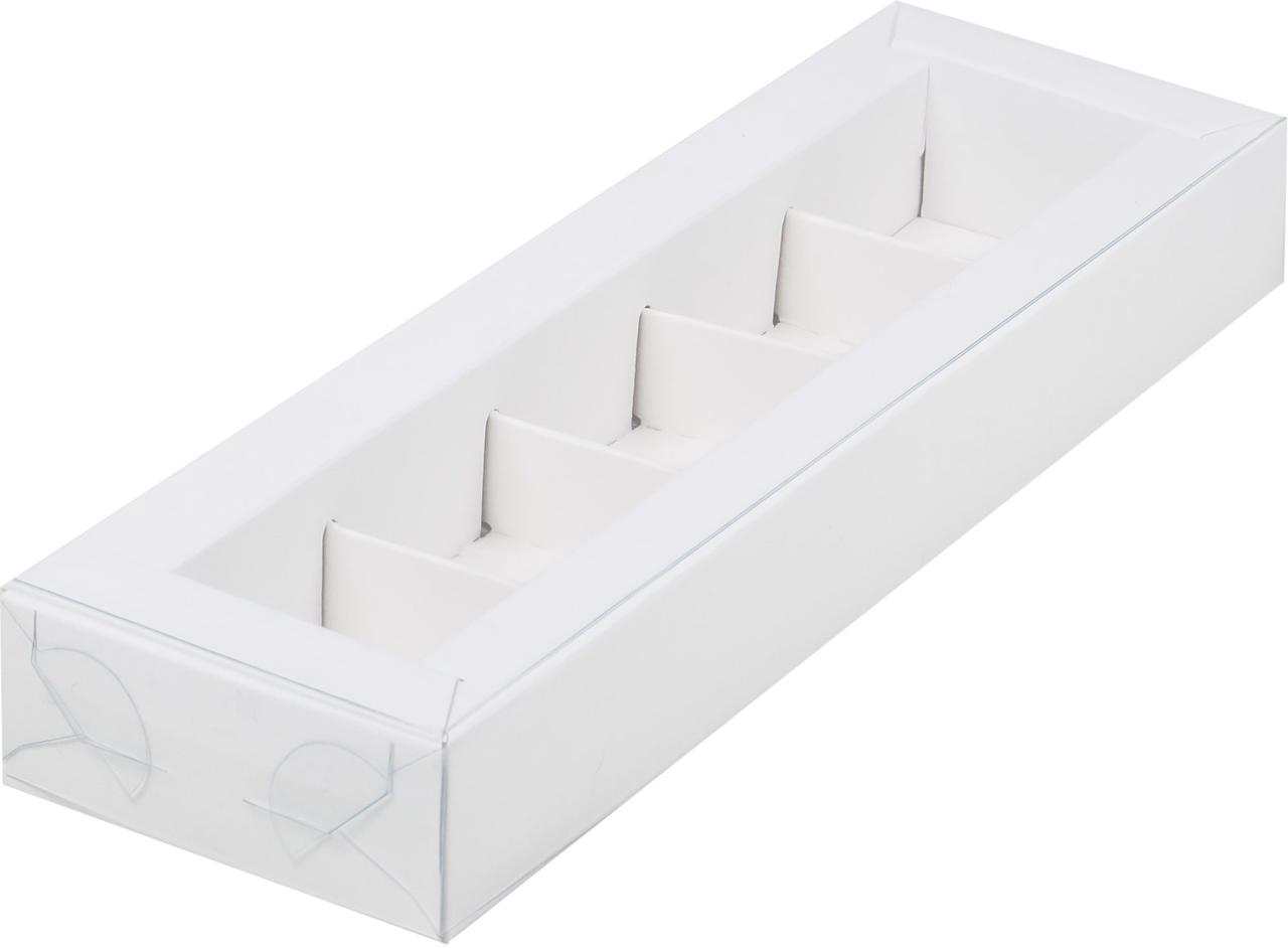 Коробка для 5 конфет с окном Белая, 235х70х h30 мм