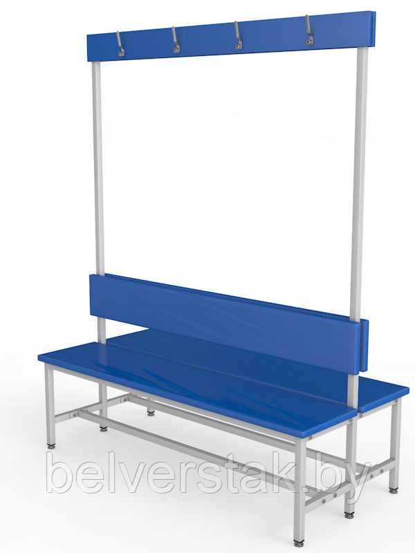 Скамейка для раздевалки с вешалкой, двухсторонняя, мягкая