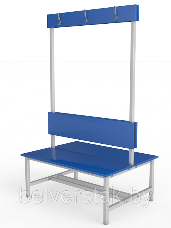 Скамейка для раздевалки двухсторонняя, с вешалкой разборная 1,5 м (настил ЛДСП)
