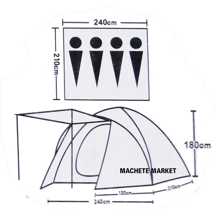 Палатка туристическая 4-х местная, арт. LanYu 1901 (330х240х180см) - фото 3 - id-p145085121