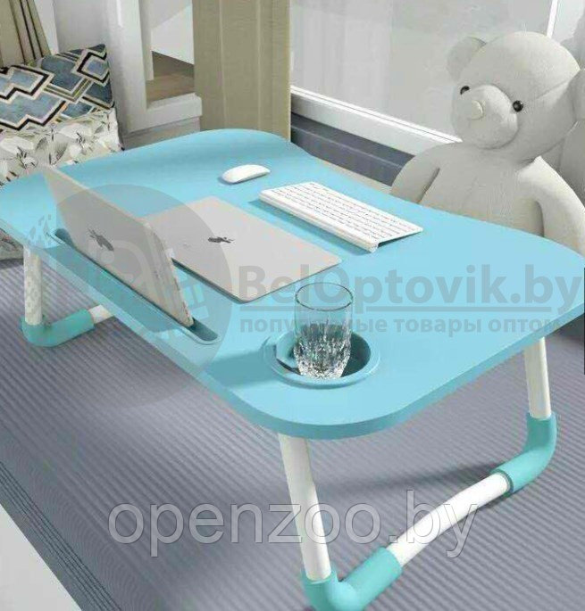 Складной стол (столешница) трансформер для ноутбука / планшета с подстаканником Folding Table, 59х40 см - фото 2 - id-p145110787