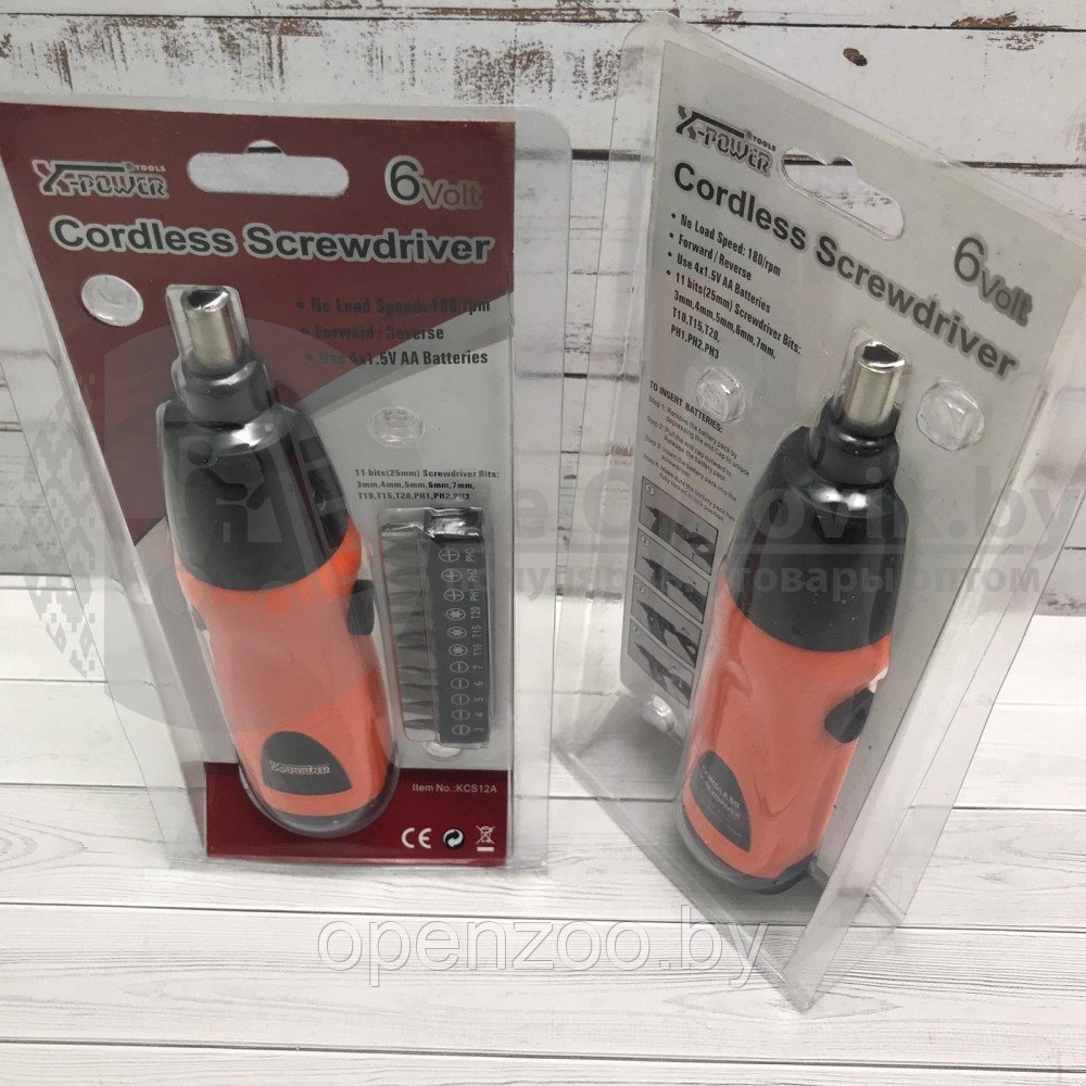 Электрическая отвертка на батарейках X-Power Cordless Screwdriver с набором бит KCS12A - фото 3 - id-p110452860