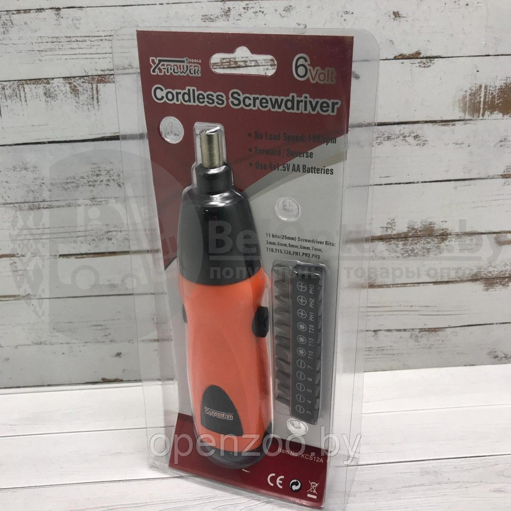 Электрическая отвертка на батарейках X-Power Cordless Screwdriver с набором бит KCS12A - фото 9 - id-p110452860