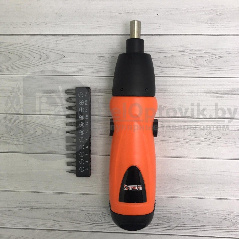 Электрическая отвертка на батарейках X-Power Cordless Screwdriver с набором бит KCS12A - фото 8 - id-p110370210