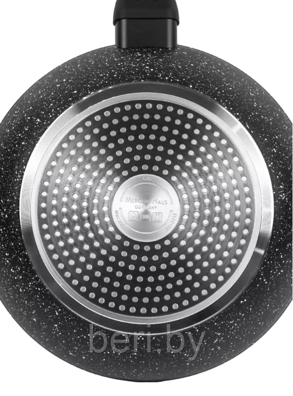 MC-7297 Сковорода-вок с крышкой 24 см, с мраморным покрытием WOK Mercury Haus, (Titan Marble) - фото 4 - id-p145079264