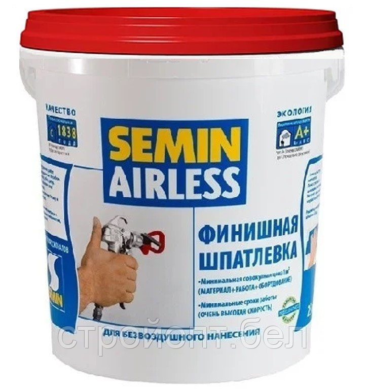 Финишная шпатлёвка для безвоздушного нанесения Semin Airless Classic (red cover), 25 кг - фото 1 - id-p100456405
