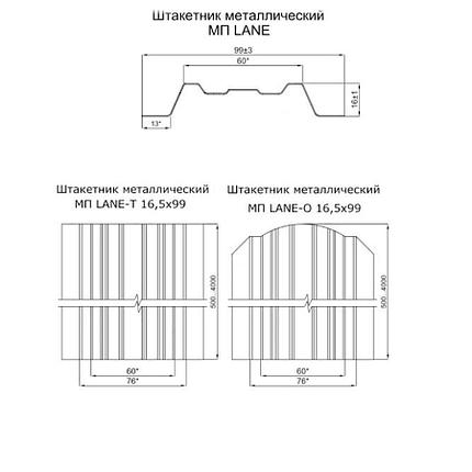 Штакетник металлический МП LАNE-O 16,5х99 (ПЭ-01-1014-0.4) RAL 1014 Слоновая кость, фото 2