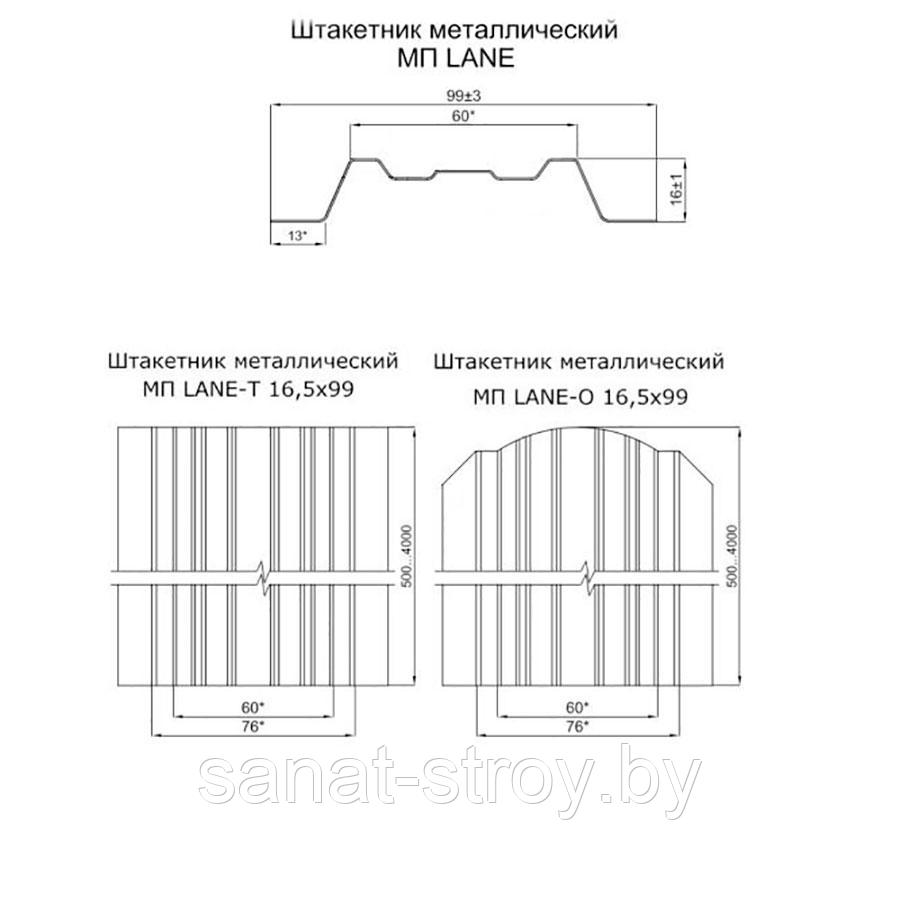 Штакетник металлический МП LАNE-O 16,5х99 (ПЭ-01-1014-0.4) RAL 1014 Слоновая кость - фото 2 - id-p145137208