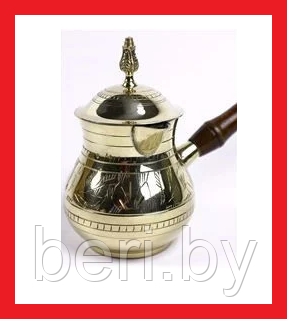 SH-025-250 Кофеварка, турка для кофе, 250 мл, турка с крышкой, латунь - фото 1 - id-p145137482