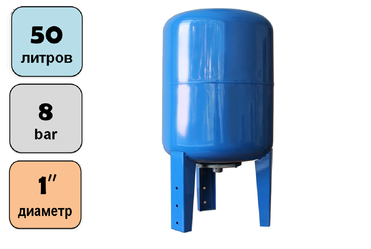 Вертикальный расширительный бак (гидроаккумулятор, экспанзомат) на 50 л.