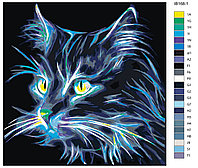 Картина по номерам 60 х 60 "Флуоресцентный Кот", IBFU1