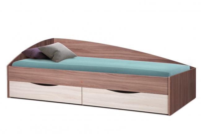 Кровать Фея 3 ассиметричная 80х190 с ящиком фабрика Олмеко (4 варианта цвета) - фото 2 - id-p145196804