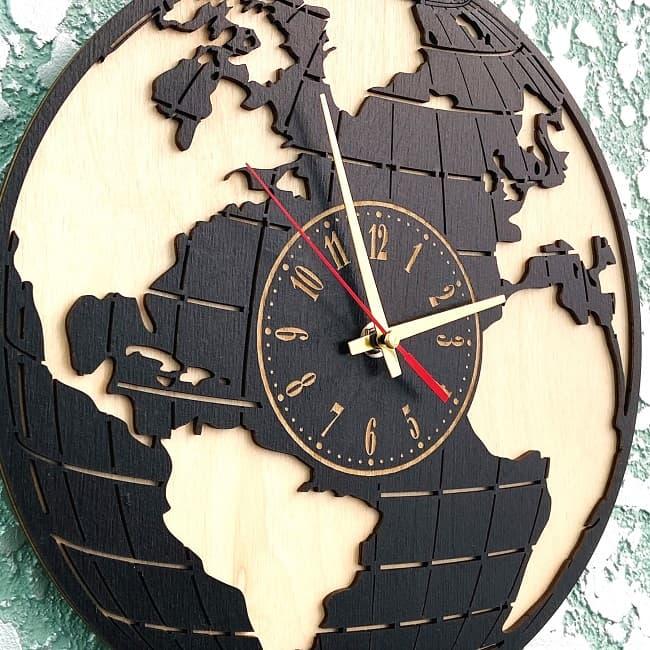 Деревянные настенные часы «Глобус» венге - фото 2 - id-p145210918