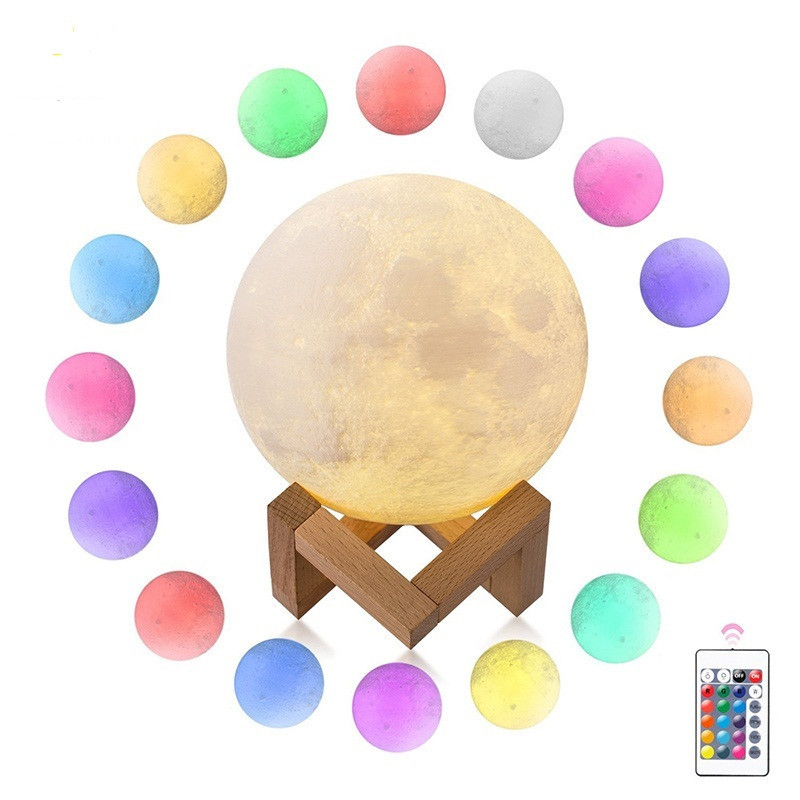 Ночник-светильник ЛУНА (MOON) 16 цветов с пультом управления диаметр 18 см - фото 5 - id-p145259996