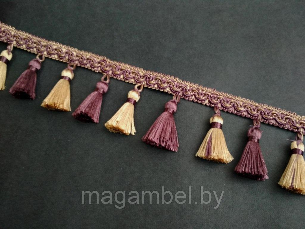 Бахрома декоративная золотисто - сиреневого цвета.