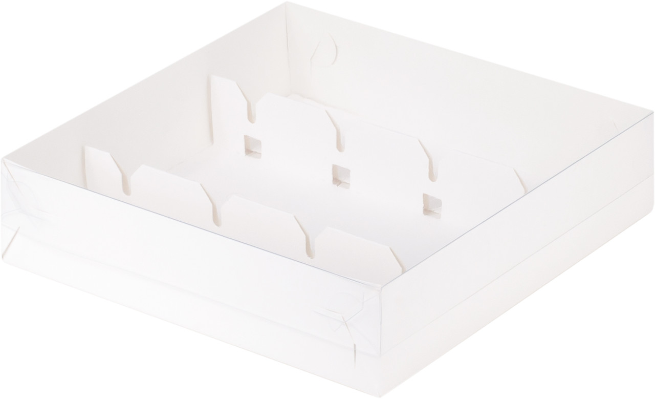 Коробка под кейк-попсы с пластиковой крышкой, Белая, 200х200х h50 мм - фото 1 - id-p145273303