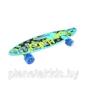 Скейтборд, детский скейт, пенниборд светящиеся колеса ПУ, с ручкой арт.122 - фото 6 - id-p145274969