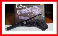 C.9+ Пистолет детский пневматический с глушителем металл, Airsoft Gun