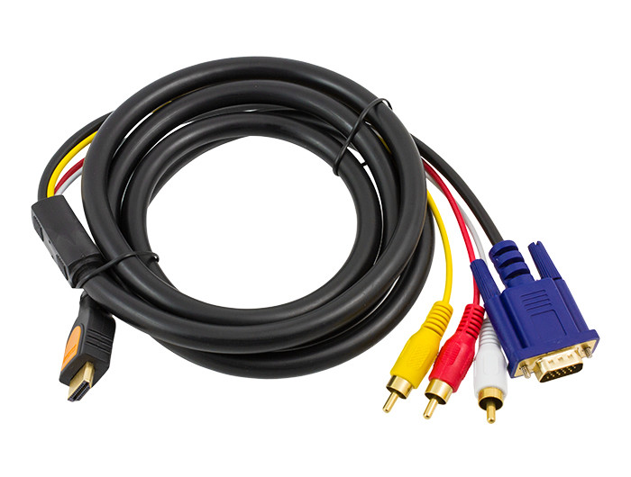 Кабель HDMI-VGA + Аудио-3x rca RCA - фото 1 - id-p145344146