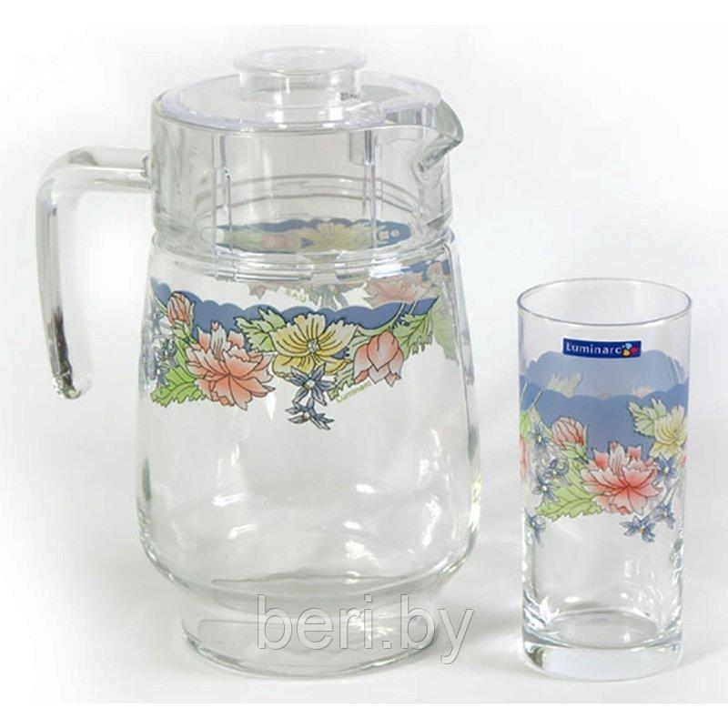 N3215 Набор стаканов с кувшином Arcopal Florine, 7 предметов, для воды, соков, компотов - фото 2 - id-p104073857