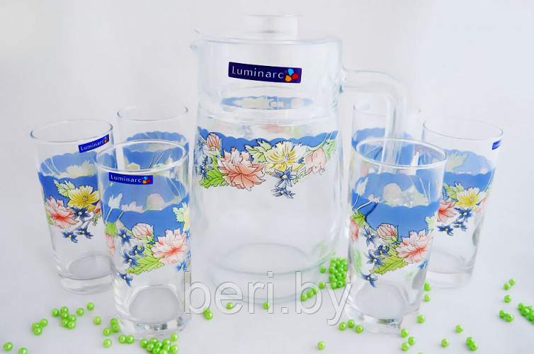 N3215 Набор стаканов с кувшином Arcopal Florine, 7 предметов, для воды, соков, компотов - фото 6 - id-p104073857