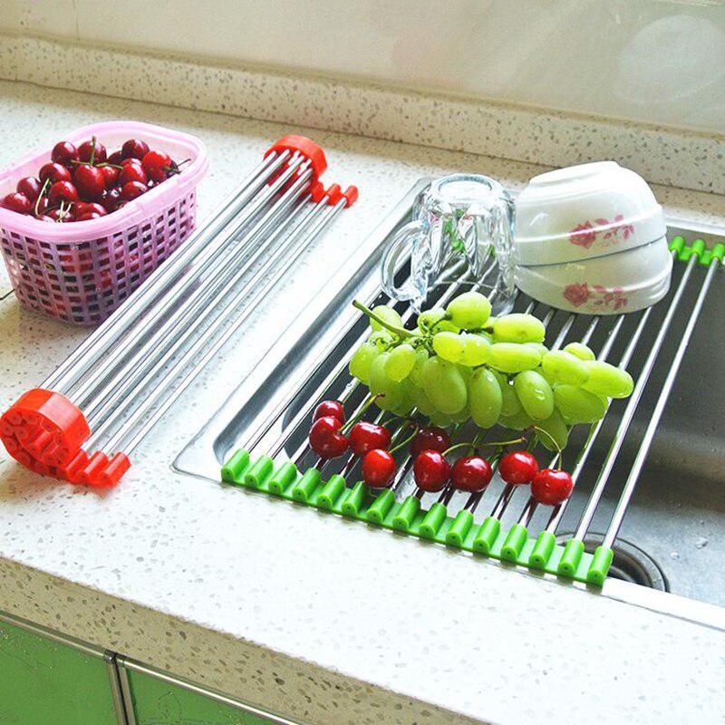 Полка (сетка-сушилка для раковины) кухонная для сушки посуды/овощей/фруктов, 47х34 см