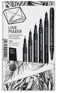 Набор маркеров "LINE MAKER", 6 размеров, Derwent