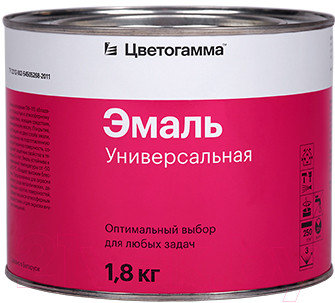 Эмаль ПФ-115 Цветогамма Универсальная белая 1.8 кг., фото 2