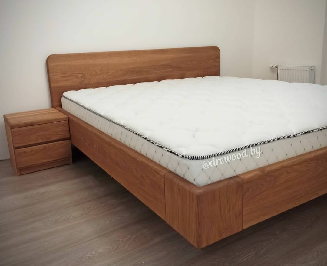 Кровать из дубового цельноламельного щита "ОБОЛ"  180×200