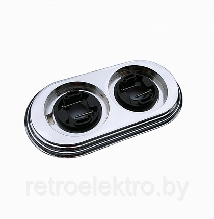 Рамка 2-местная Д 183*96*21мм Хром, фото 2