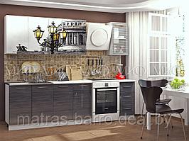Кухня с фотопечатью Санкт-Петербург черный титан/белый шагрень (2.0 метра)