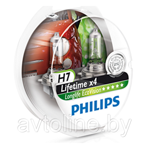 Автолампа H7 Philips LONGLIFE ECOVISION (комплект 2шт)