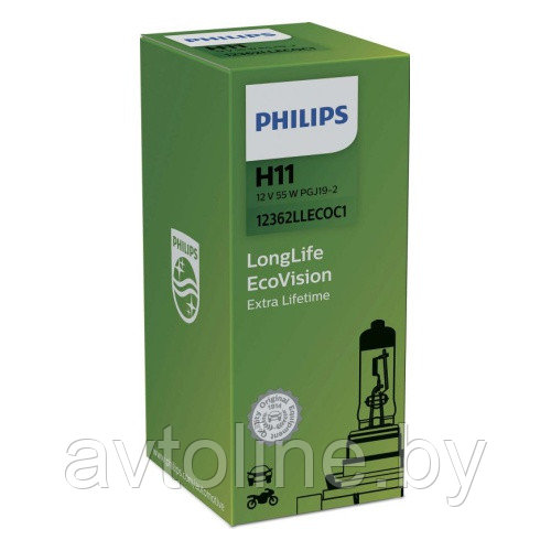 Автомобильная лампа H11 Philips LONGLIFE ECOVISION 12362LLECOC1