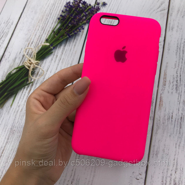 Чехол Silicone Case для Apple iPhone 6 / iPhone 6S, #47 Barbie pink (Розовый неон) - фото 1 - id-p130057812