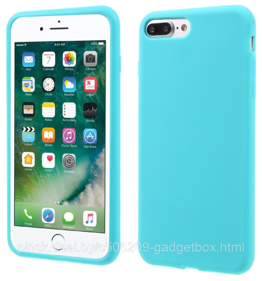 Чехол Silicone Case для Apple iPhone 7 Plus / iPhone 8 Plus, #43 Aquamarine (Аквамарин) - фото 1 - id-p130058018