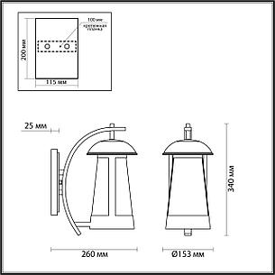 4837/1W NATURE ODL21 569 черный/стекло Ландшафтный настенный светильник E27 1*60W IP44 KALPI, фото 2