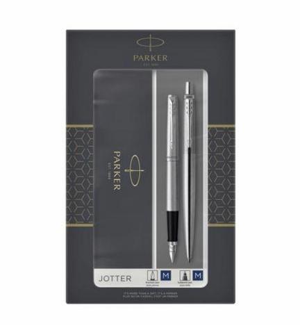 Набор из 2х ручек в подарочной коробке Parker Jotter. Перьевая ручка и шариковая ручка., фото 2