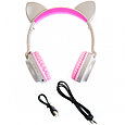 Беспроводные детские наушники с ушками котика (Bluetooth, MP3, FM, AUX, Mic, LED), фото 5