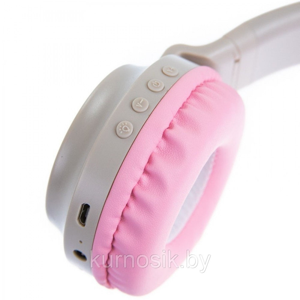 Беспроводные детские наушники с ушками котика (Bluetooth, MP3, FM, AUX, Mic, LED) - фото 7 - id-p145455874