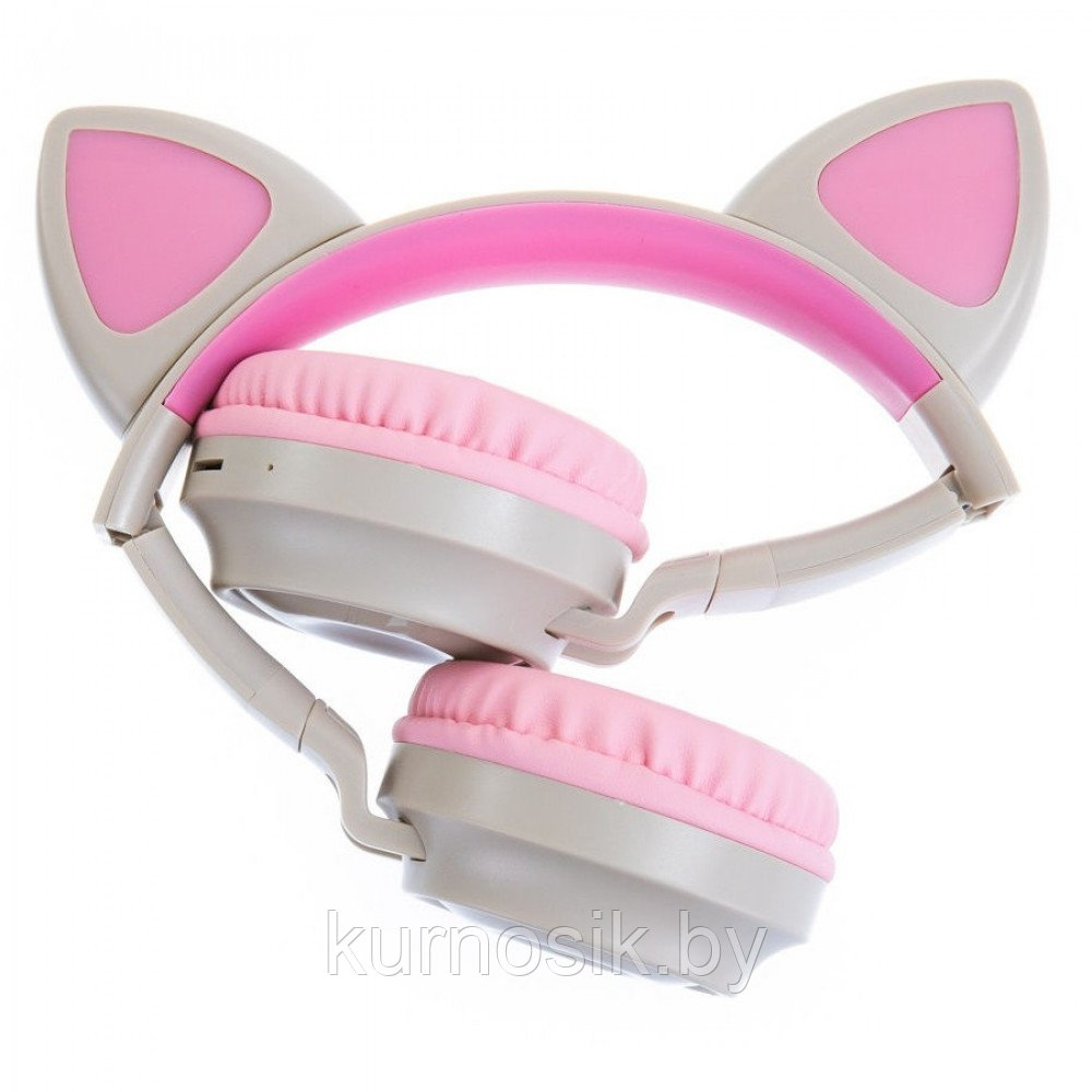 Беспроводные детские наушники с ушками котика (Bluetooth, MP3, FM, AUX, Mic, LED) бирюзовый - фото 8 - id-p145456744