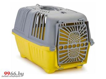 Пластиковая переноска корзина контейнер для домашних животных кошек и собак кота питомцев желтый