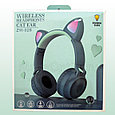 Беспроводные детские наушники с ушками котика (Bluetooth, MP3, FM, AUX, Mic, LED) белый, фото 7