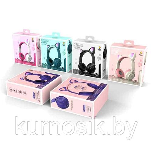 Беспроводные детские наушники с ушками котика (Bluetooth, MP3, FM, AUX, Mic, LED) белый - фото 9 - id-p145457275